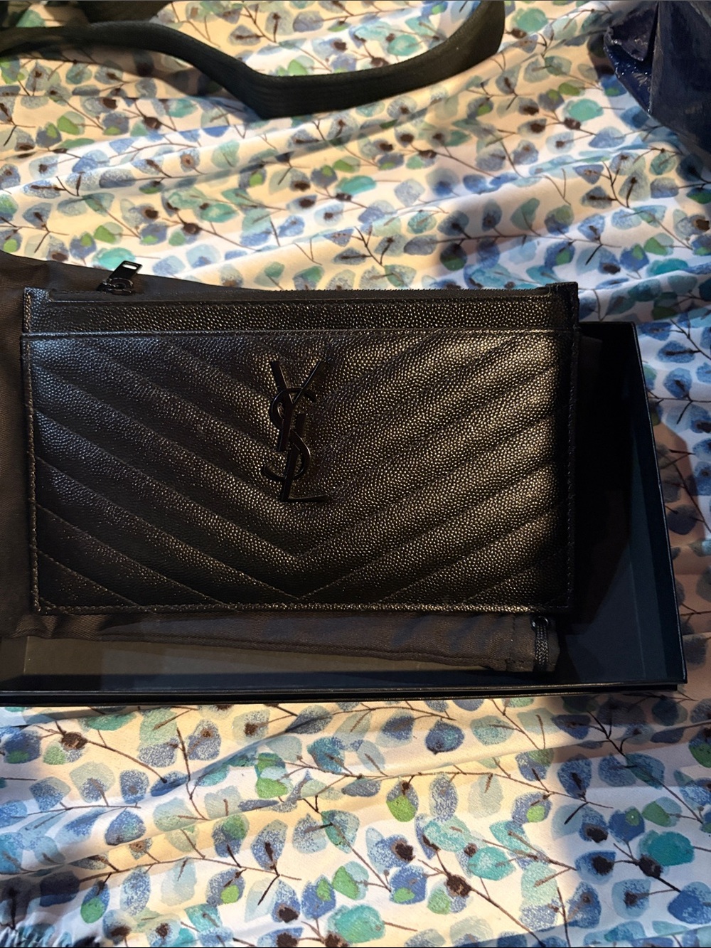 Yves Saint Laurent Black Quilted Leather Card Holder Wallet